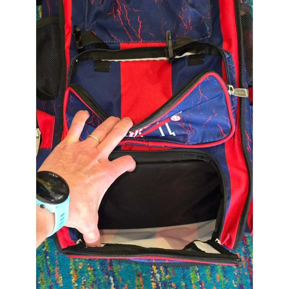New Boombah Superpack Bat Bag Navy Red Baseball/Softball Backpack 23.5x13.5x9.5